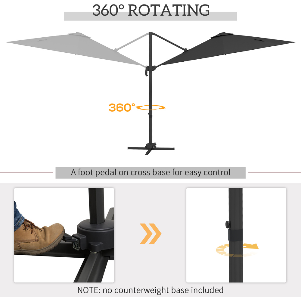 Outsunny Dark Grey Solar LED Cantilever Parasol 3m Image 6