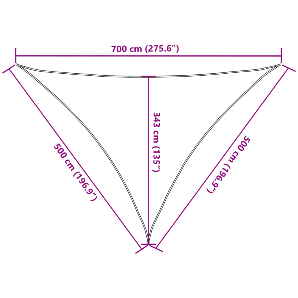 vidaXL Grey Triangular Sun Shade Sail 7 x 5 x 5m Image 9