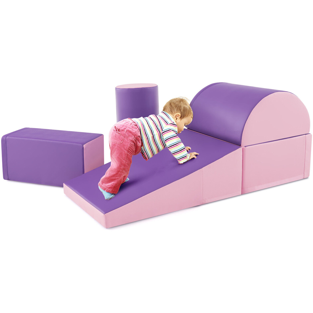 Costway Purple Kids Soft Climb and Crawl Playset 5 Piece Image 3