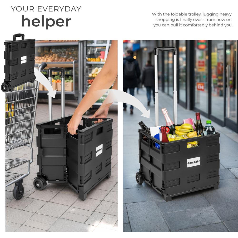 tectake Foldable Hard Shell Shopping Trolley 35kg Image 4