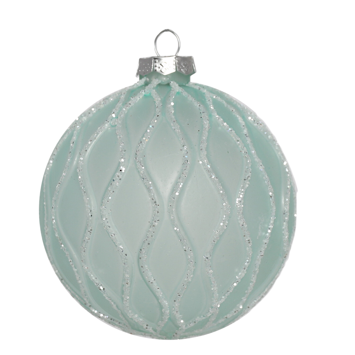 Single Sugar Wonderland Mint Blue Glittered Bauble in Assorted styles Image 2