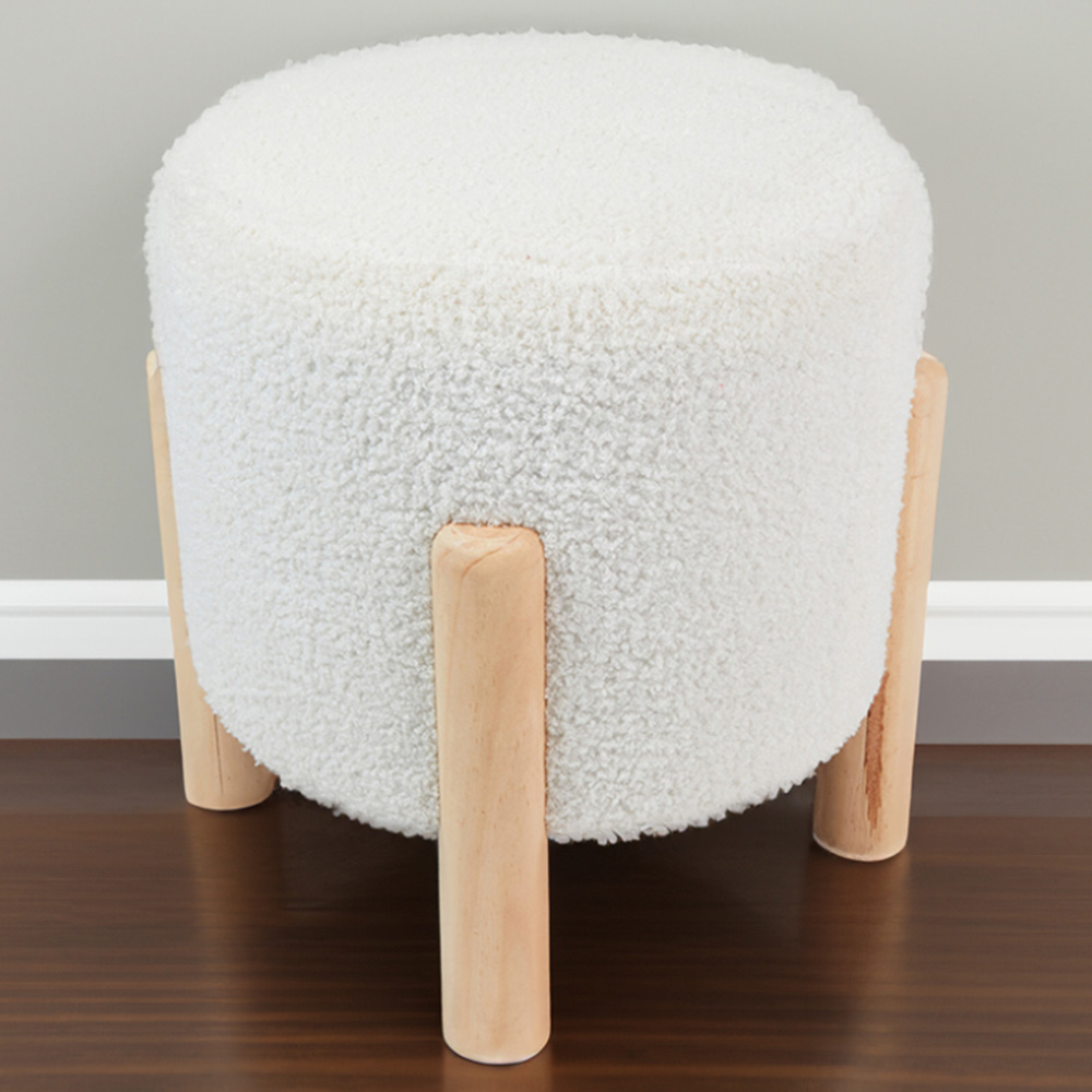 White Nordic Teddy Footstool Image 1