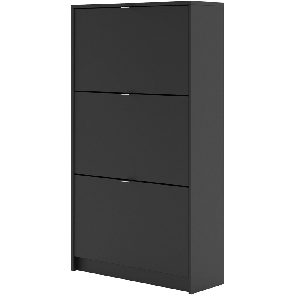 Florence Shoes 3 Flip Door Matt Black Double Layer Shoe Storage Cabinet Image 4