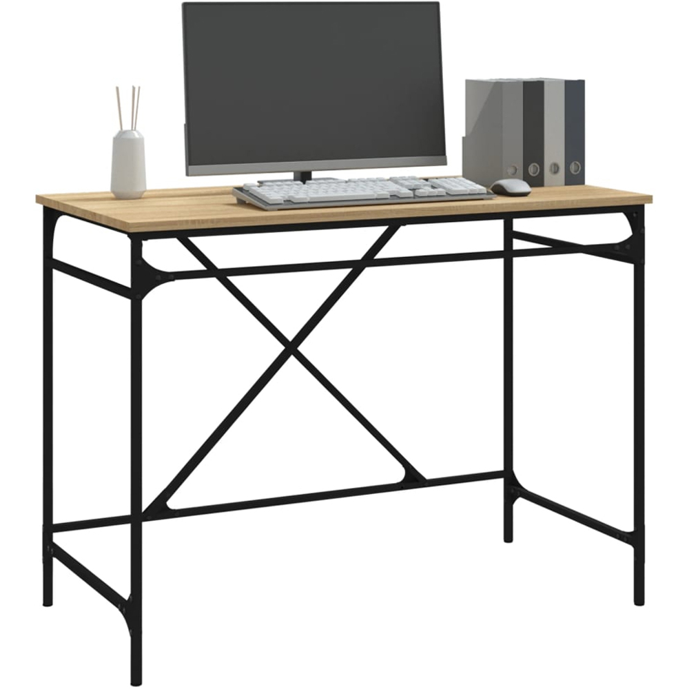 vidaXL Industrial Style Computer Desk Brown Image 3