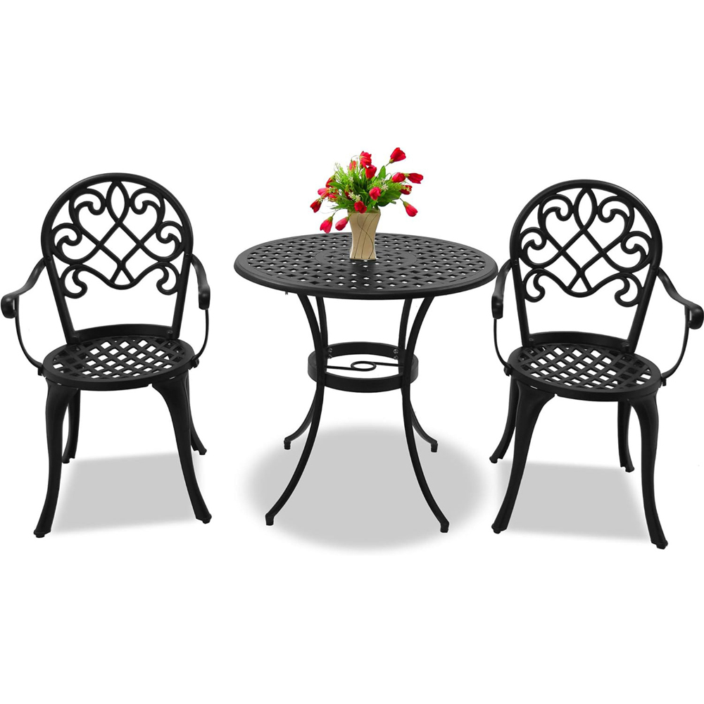 Centurion Supports Prego 2 Seater Black Aluminium Bistro Set with Table Image 2