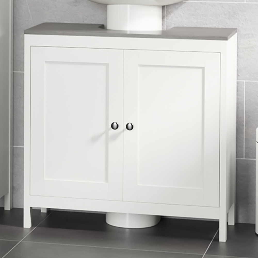 Portland Kleankin 2 Door White Bathroom Sink Cabinet Image 1