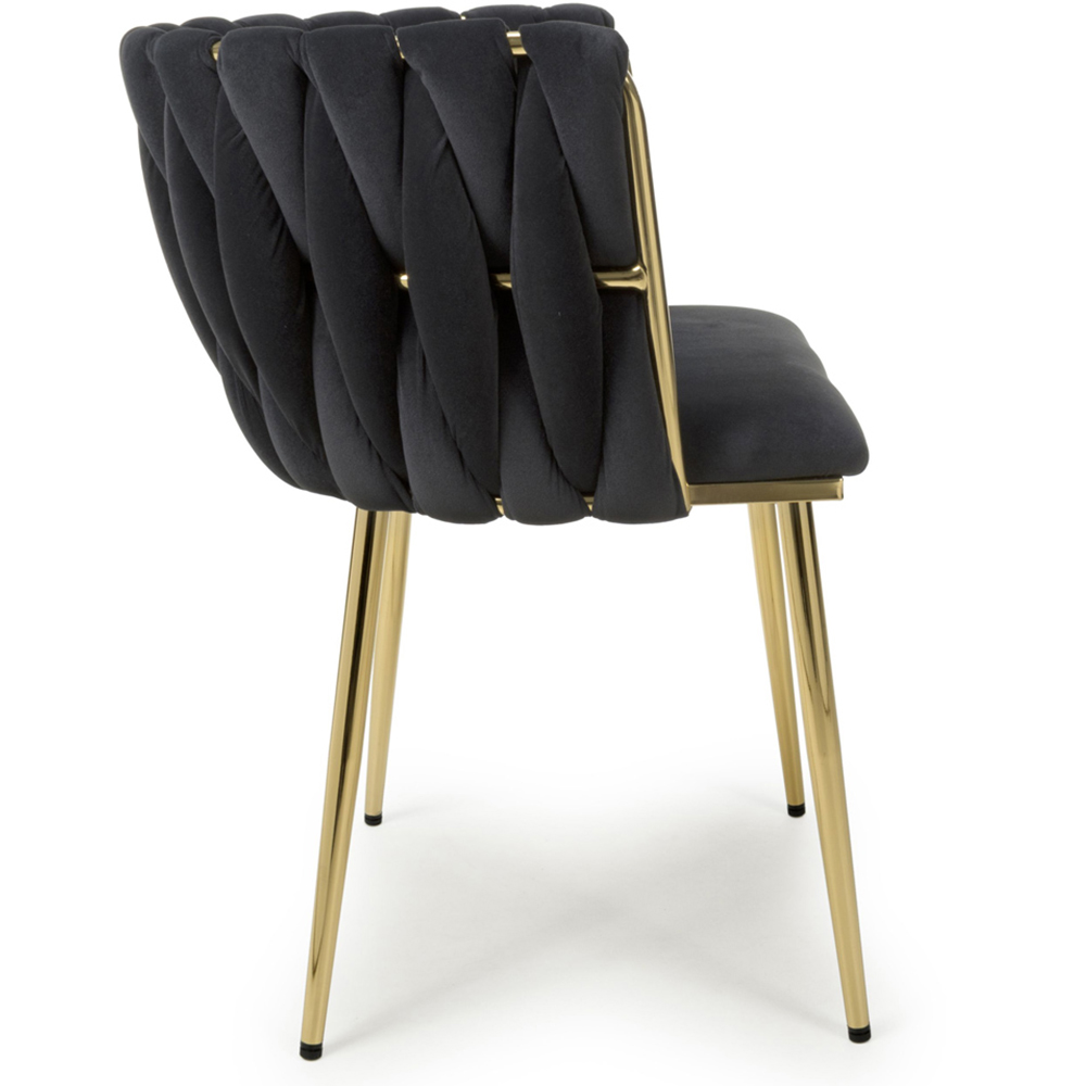 Shankar Ontario Set of 2 Black Brushed Velvet Dining Chair Image 4