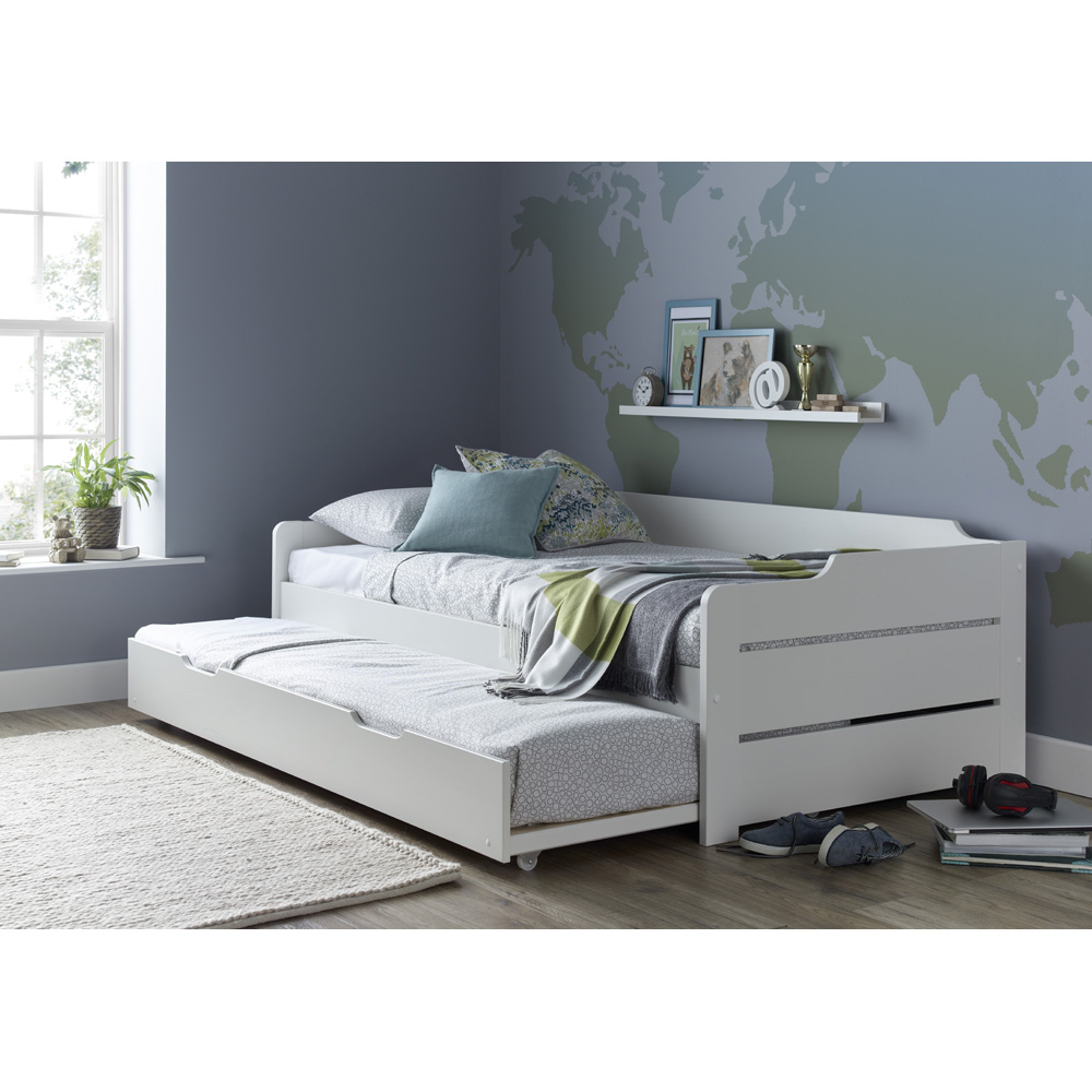 Copella White Guest Bed and Trundle with Memory Foam Mattresses Image 6