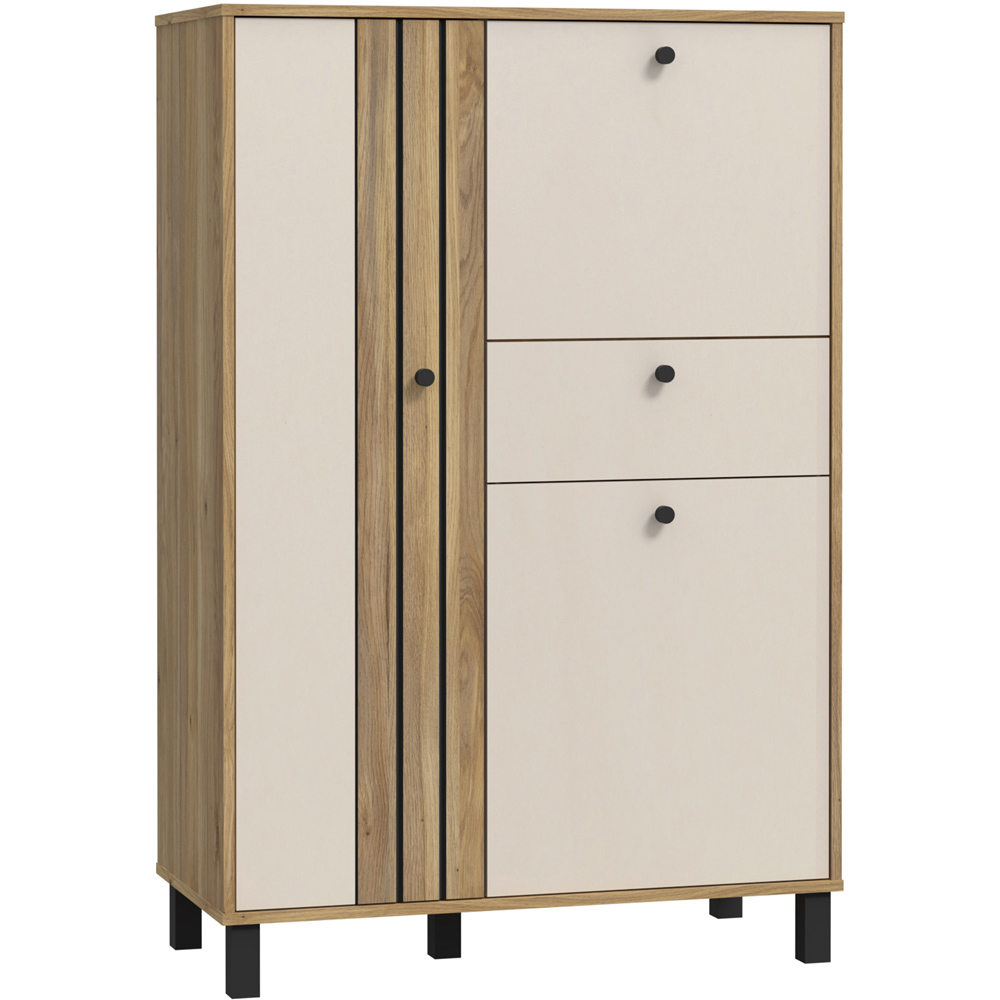 Florence Grafton 3 Door Single Drawer Cream and Oak Sideboard Image 2