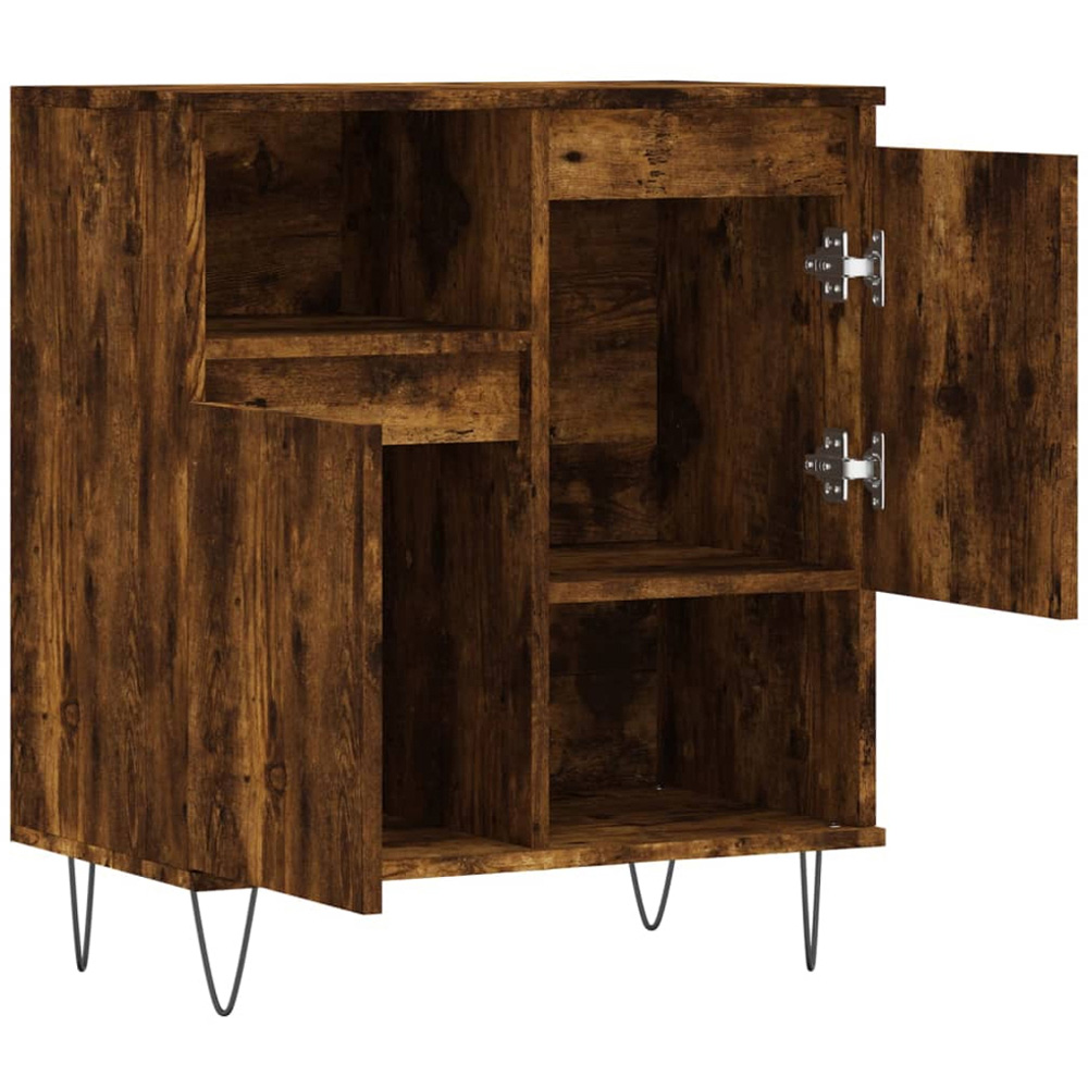 vidaXL 2 Door 2 Open Shelf Smoked Oak Sideboard with Metal Legs Image 6