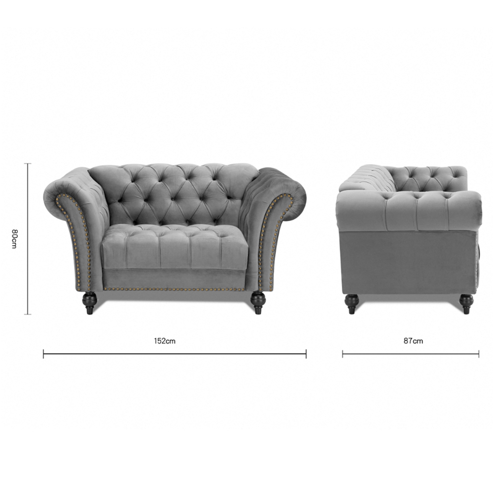 Home Detail Mayfair Grey Velvet Curved Sofa Chair Image 9