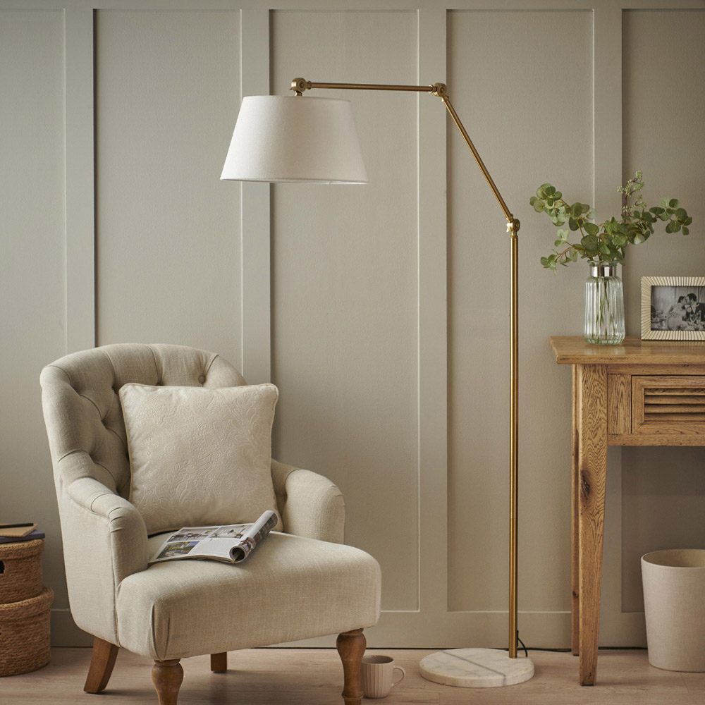 Wilko Gold Effect Adjustable Floor Lamp Image 2