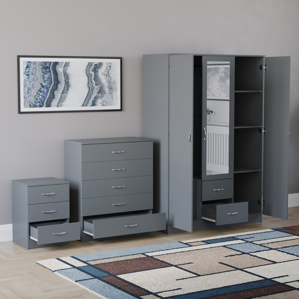 VIDA DESIGNS Riano Grey 3 Piece Bedroom Furniture Set Image 4