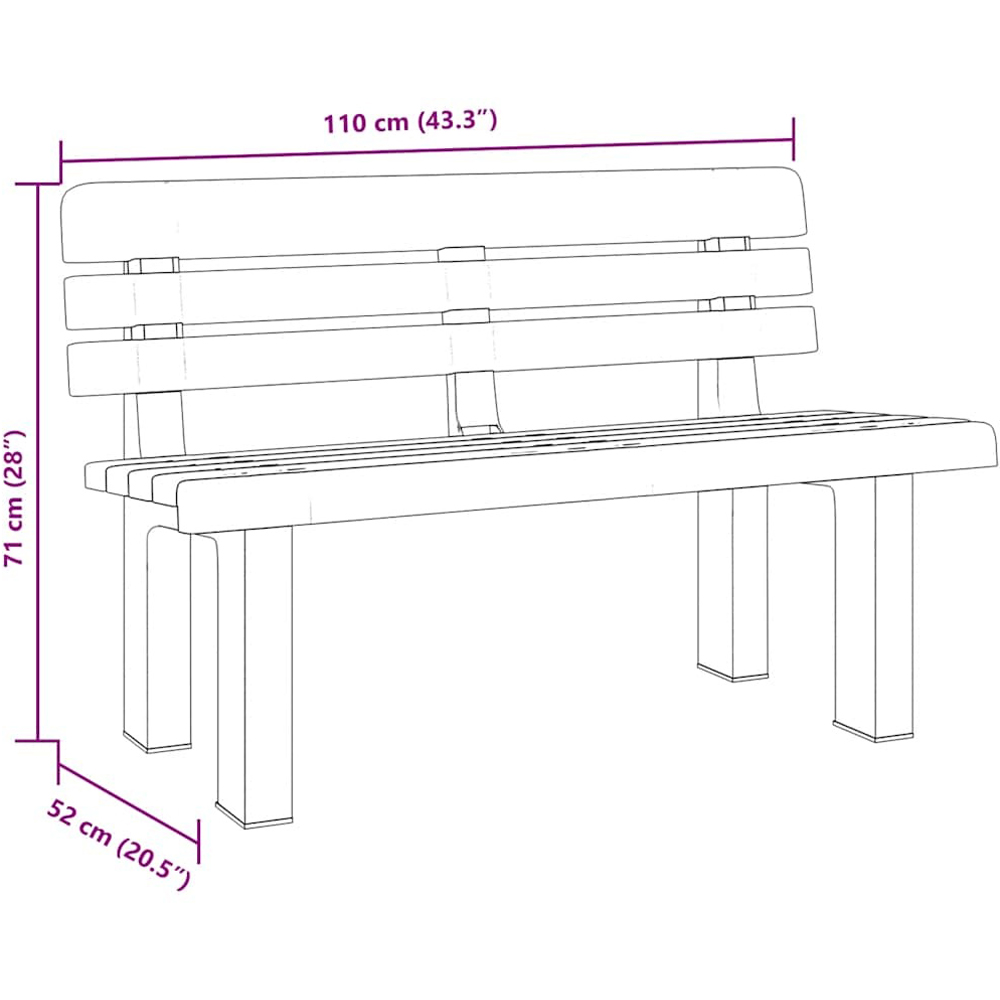 Walplus Green Garden Bench 110 x 52 x 71cm Image 9