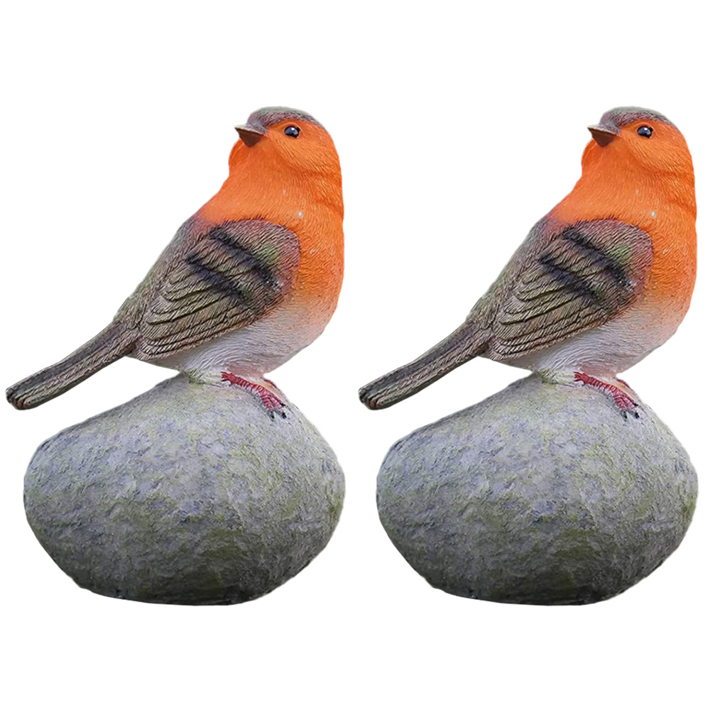 Marco Paul 2 Pack of Robin Perched on a Stone Garden Ornament Image 1