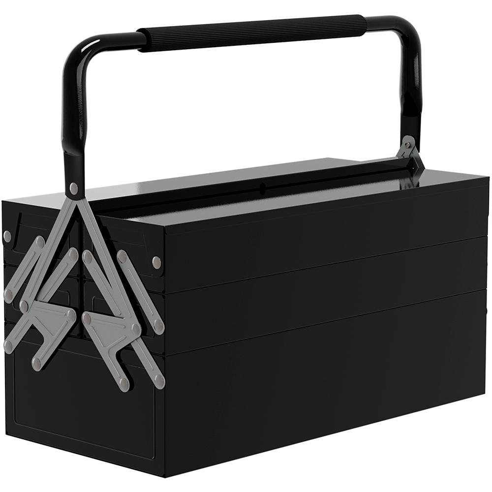 Durhand 5 Tray Black Steel Tool Box with Carry Handle Image 1
