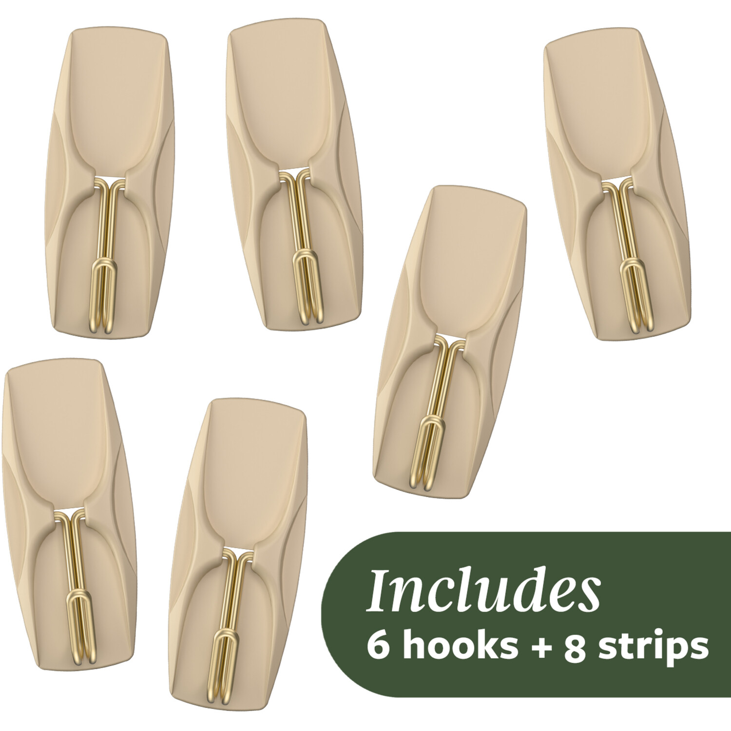 Pack of 6 Command Medium Hooks Latte Brown Image 4