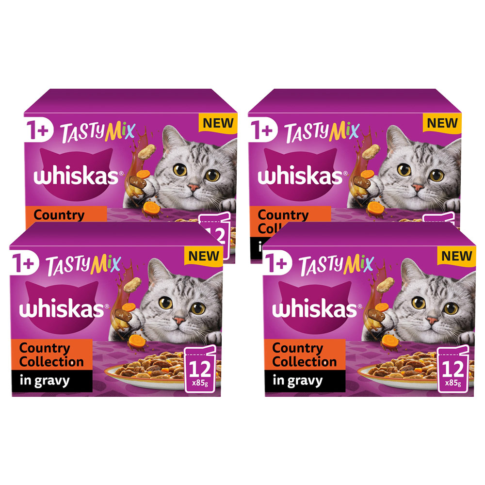 Whiskas Tasty Mix Veg in Gravy Adult Cat Wet Food Pouches 85g Case of 4 x 12 Pack Image 1