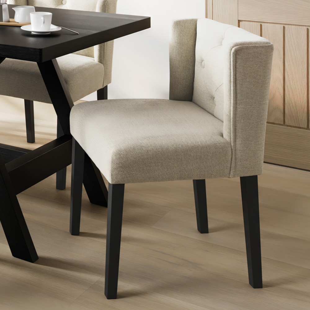 LPD Home Shay Stone Linen Winged Back Dining Chair Image 1