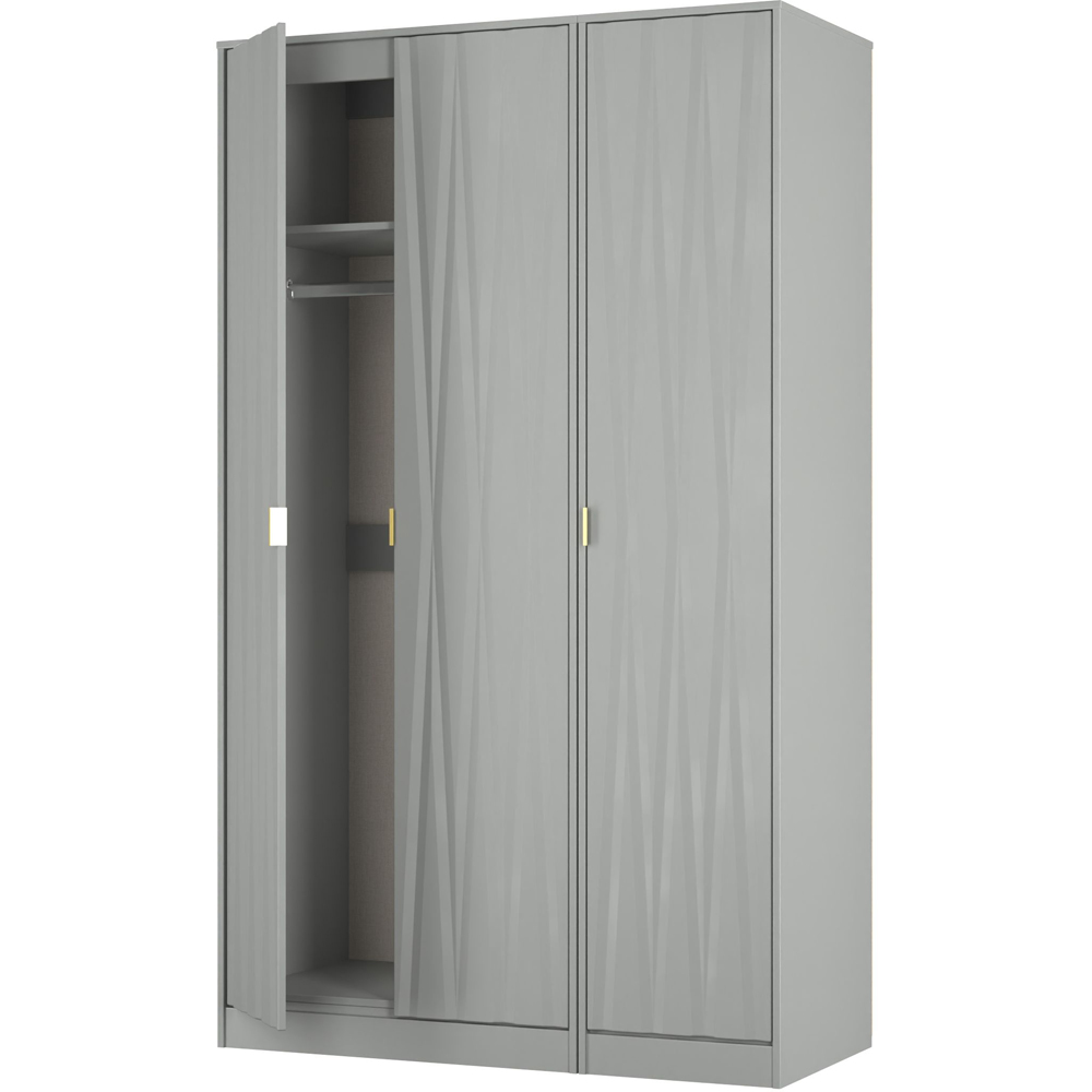 Crowndale Diamond 3 Door Dusk Grey Tall Wardrobe Ready Assembled Image 6