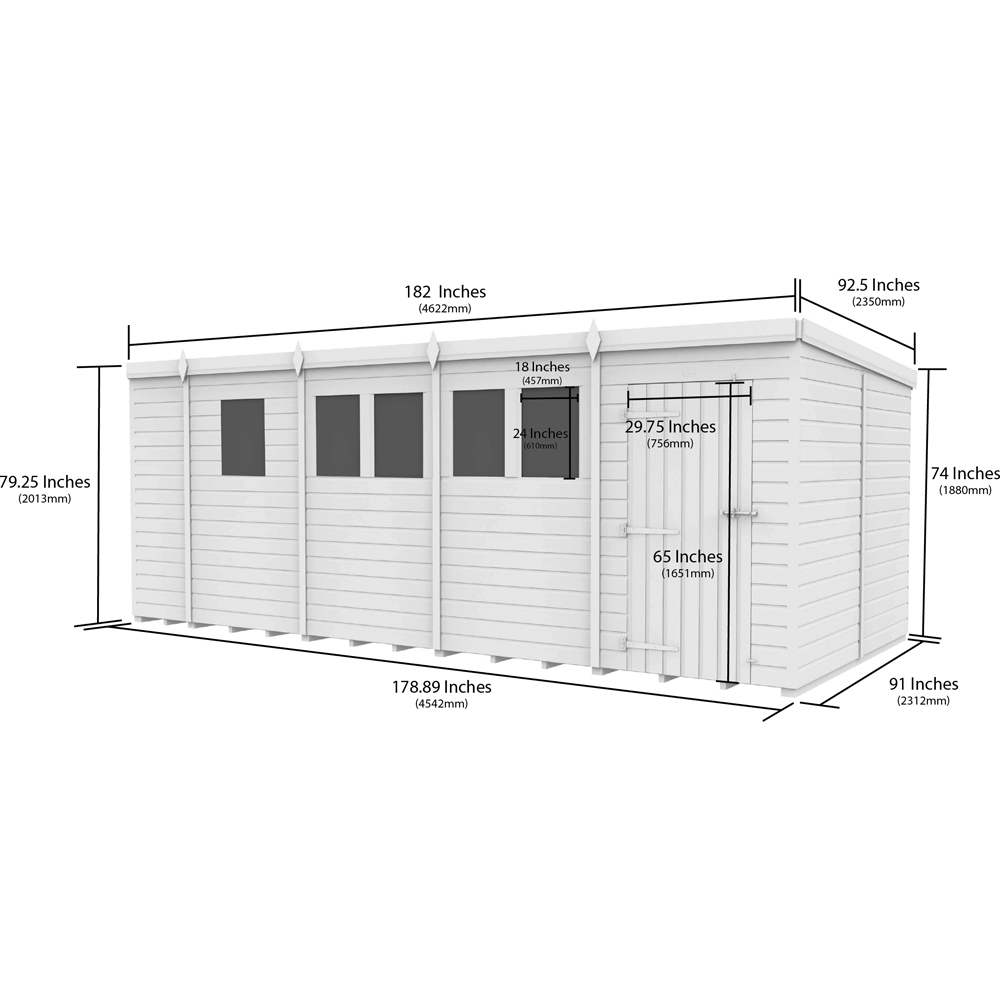 DIY Sheds 17 x 8ft Tongue and Groove Timber Pent Garden Shed Image 9