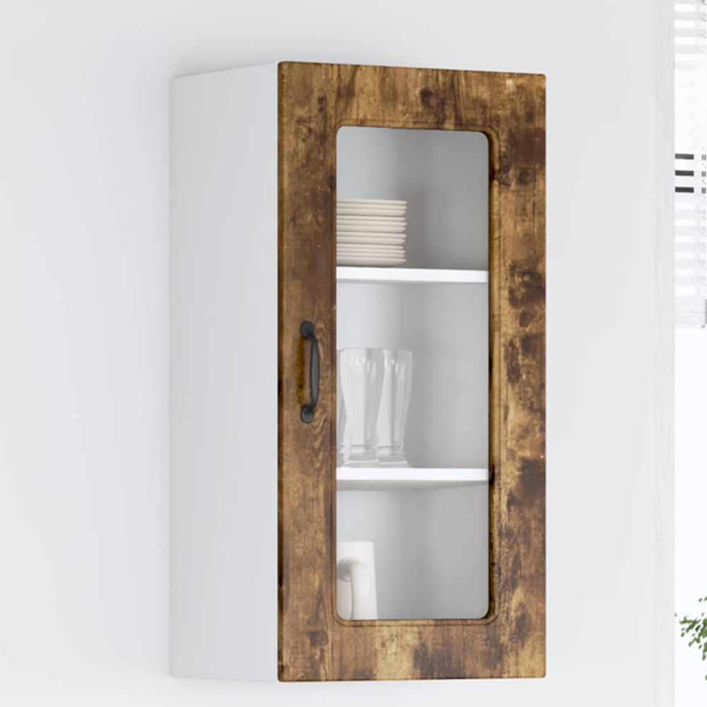 vidaXL Kalmar Single Door Smoked Oak Wall Kitchen Cabinet 2 Pack Image 1