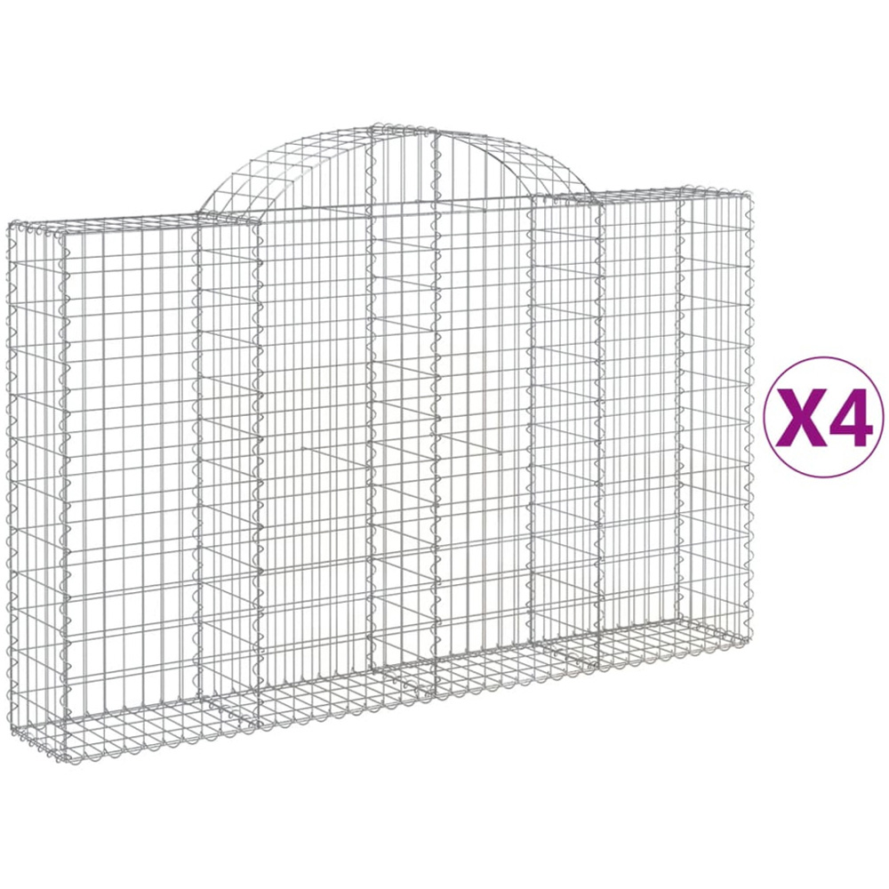 vidaXL Silver Galvanised Iron Arched Gabion Basket 200 x 30 x 120/140cm 4 Pack Image 2
