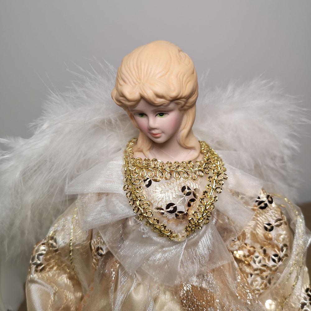 Premier Gold Angel with Feather Wings Christmas Tree Topper 30cm Image 4
