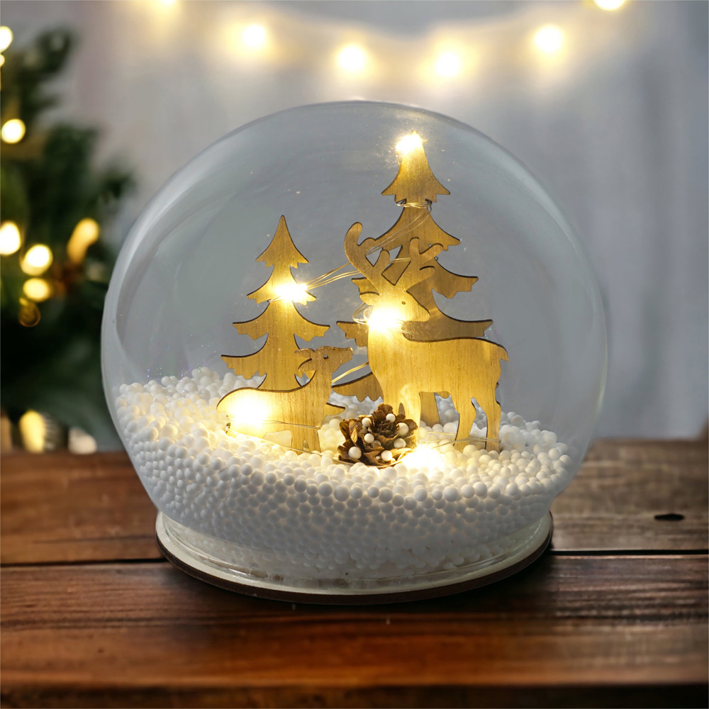 Xmas Haus Light Up Snow Globe with Reindeers Image 2