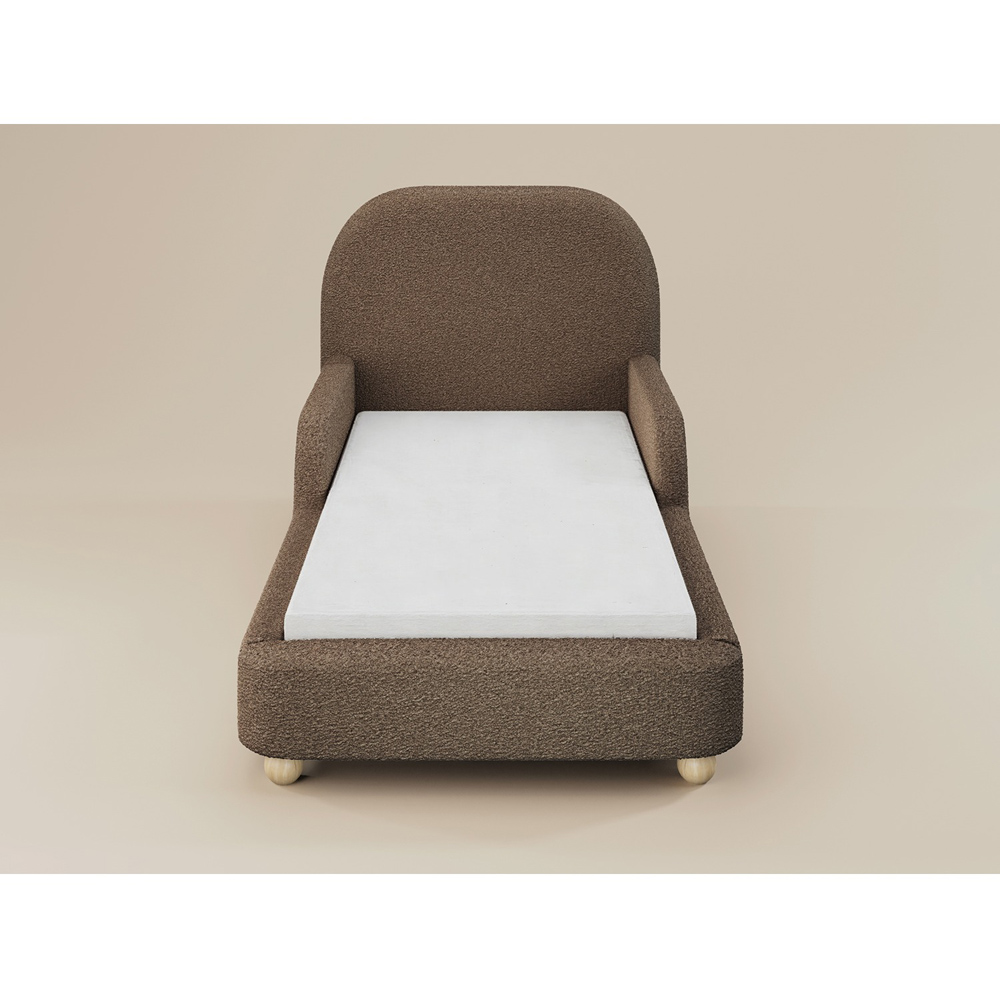 Flair Kira Single Brown Boucle Upholstered Bed with Curved Headboard Image 3