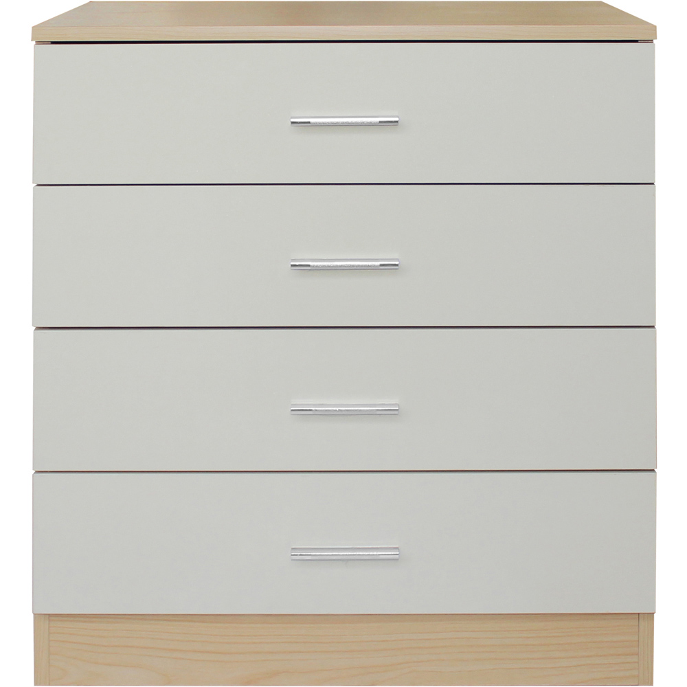 Brooklyn 4 Drawer Oak and Cream High Gloss Chest of Drawers Image 3