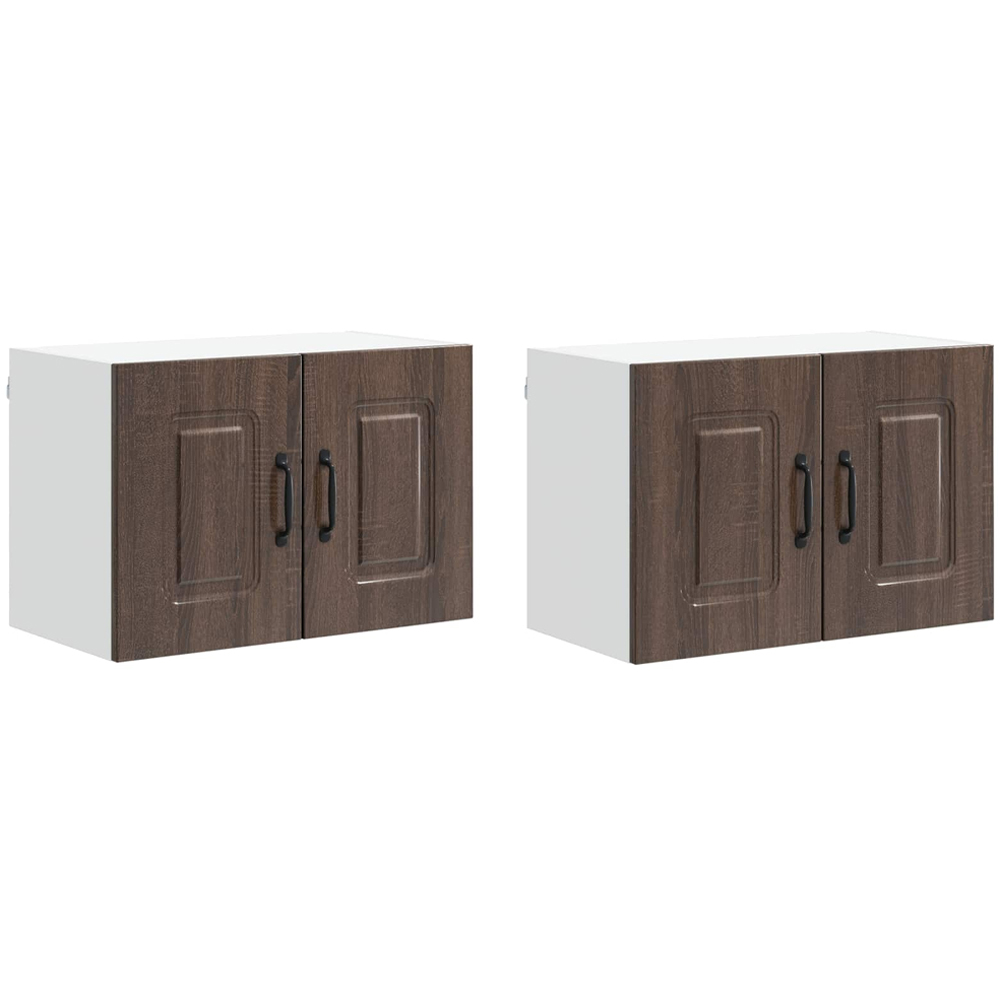vidaXL Kalmar 2 Door Brown Oak Wall Kitchen Cabinet 2 Pack Image 8