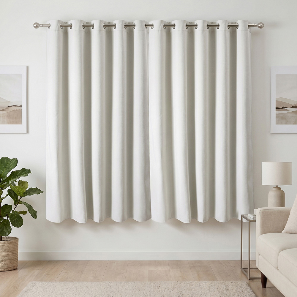 Living and Home Solid Beige White Blackout Chenille Curtains 168 x 183cm Image 7