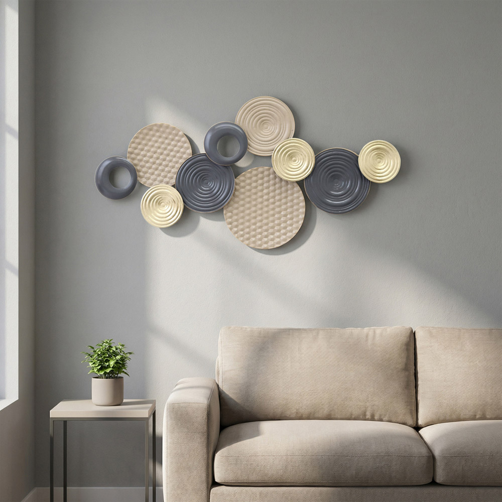 Portland Multi-Disc Design Metal 3D Wall Art 50 x 100cm Image 2