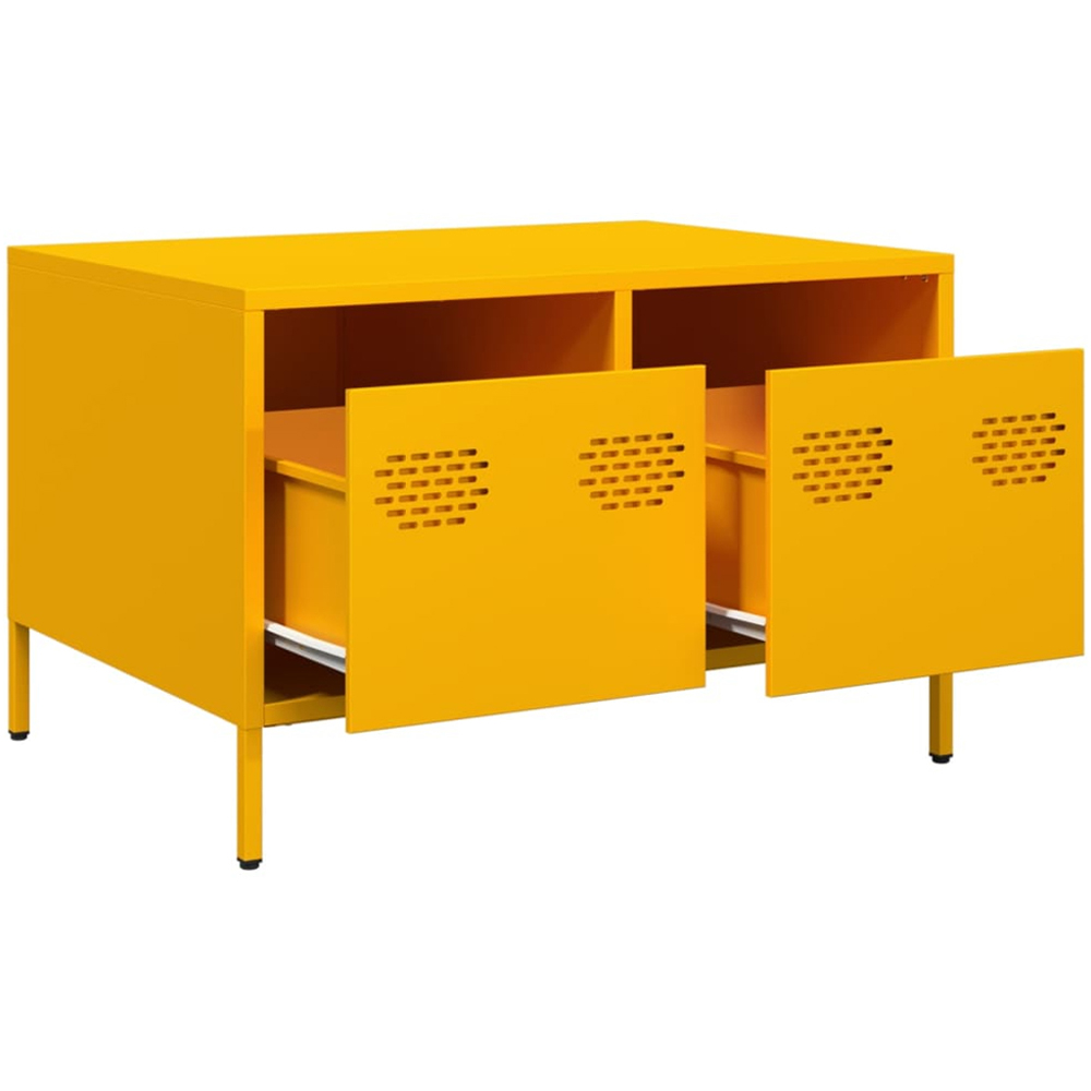 vidaXL 2 Drawer Mustard Yellow Cold-Rolled Steel TV Cabinet Image 5