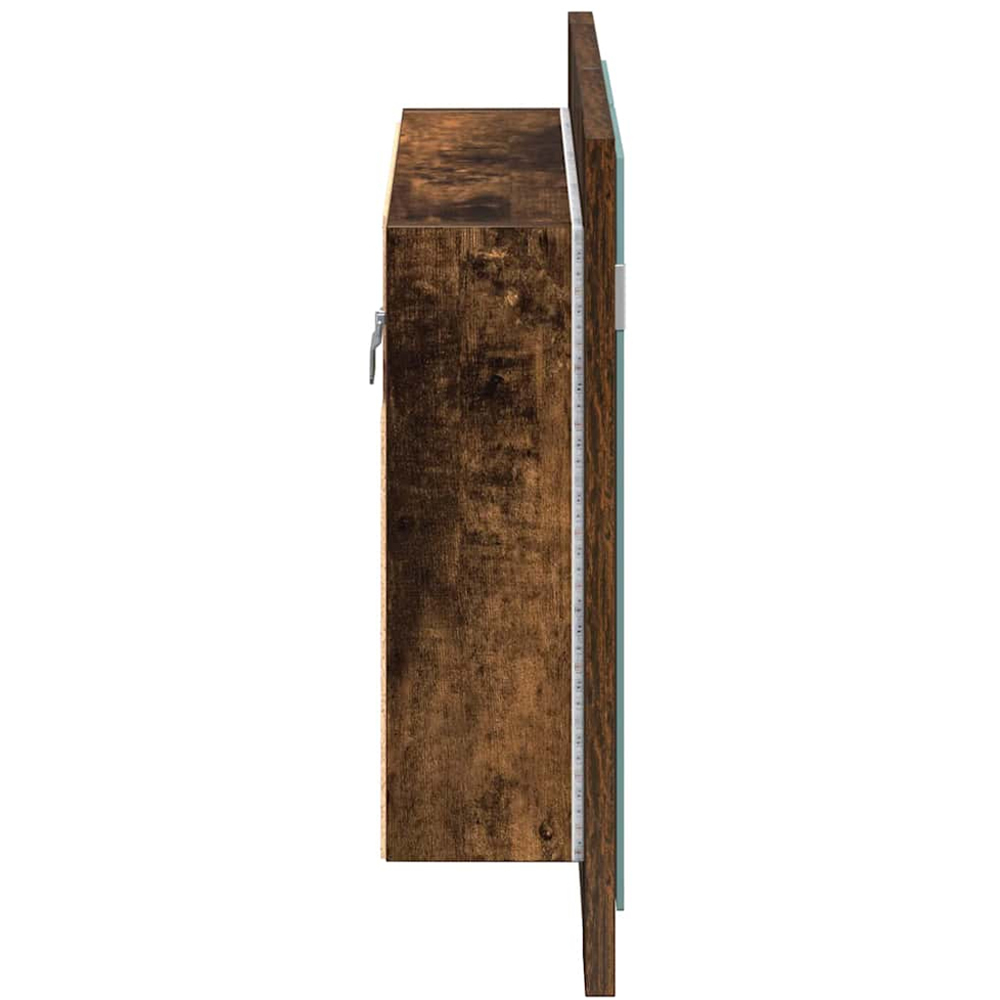 vidaXL 2 Door LED Mirror Smoked Oak Wooden Cabinet Image 4