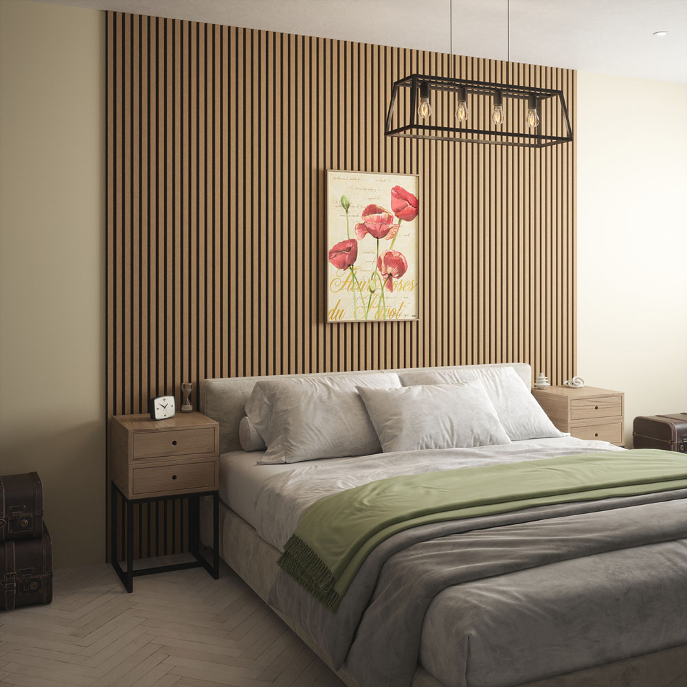 Kraus Easy Living Medium Oak Acoustic Slat Wall Panel 240 x 60cm 5 Pack Image 2