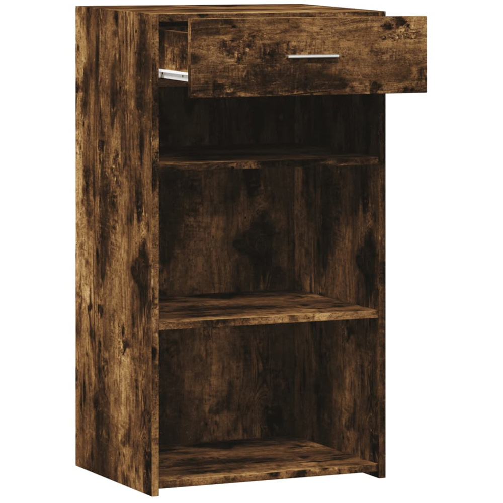 vidaXL Single Drawer 3 Shelf Smoked Oak Sideboard Image 7