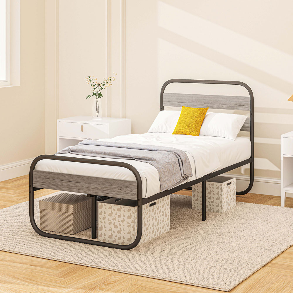 Portland Single Metal Platform Bed Frame with Underbed Storage Image 5
