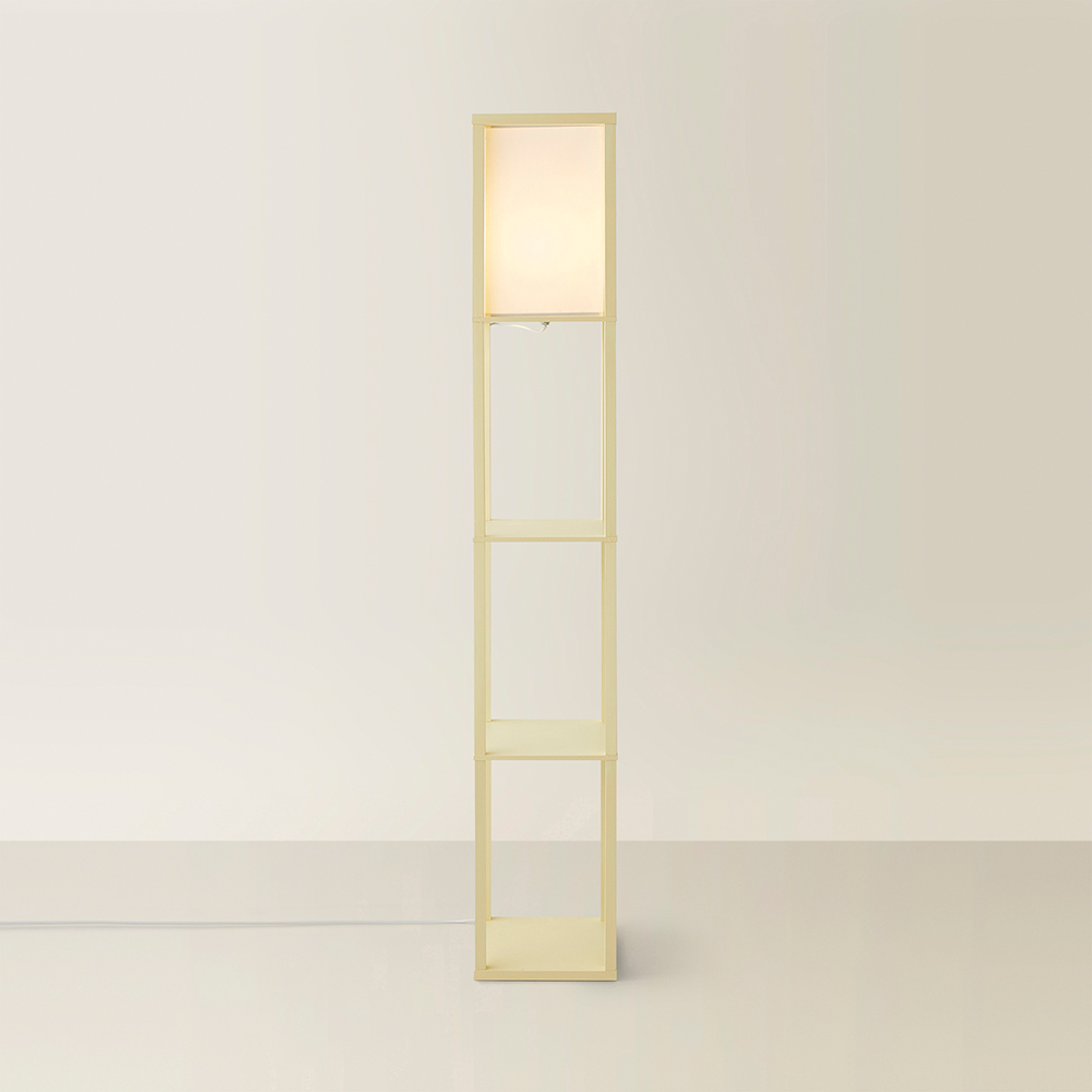 ValueLights Struttura Fabric Shade Pink Shelving Unit Floor Lamp with Bulb Image 5