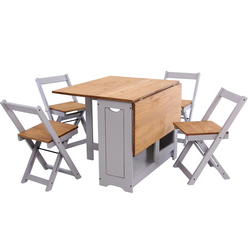 Seconique Santos Butterfly 4 Seater Dining Set Slate Grey Distressed Waxed Pine Image 3