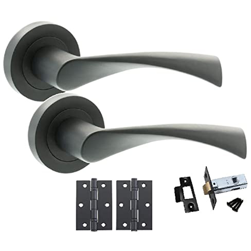 Golden Grace Matt Black Astrid Twist Bathroom Door Handle Set 4 Pack Image 2
