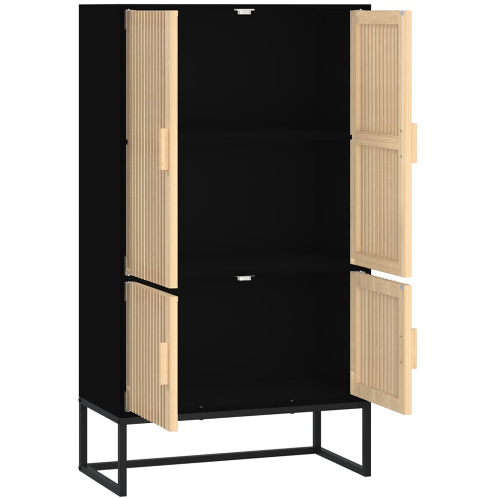 vidaXL 4 Door Black Fluted Design Highboard Image 4
