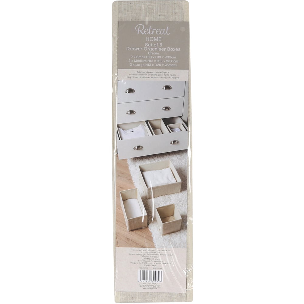 Retreat Home Cream Drawer Organiser 6 Pack Image 1