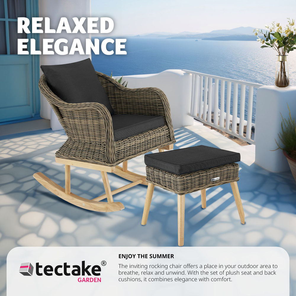 tectake Rovigo Natural Rattan Garden Rocking Chair Image 7