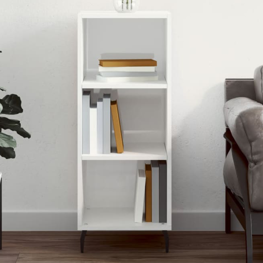 vidaXL 3 Shelf High Gloss White Sideboard Image 1