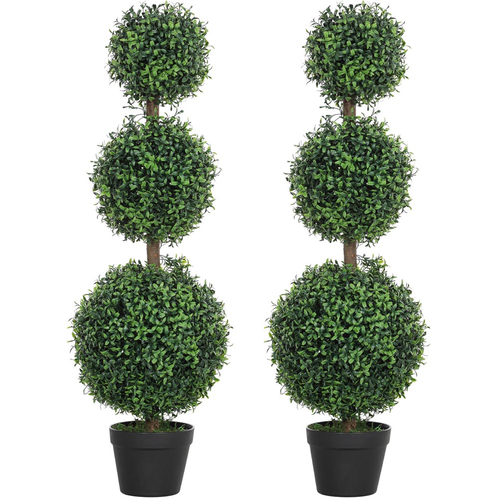 Portland Green Artificial Plants Boxwood Tree in Pot 2 Pack Image 1