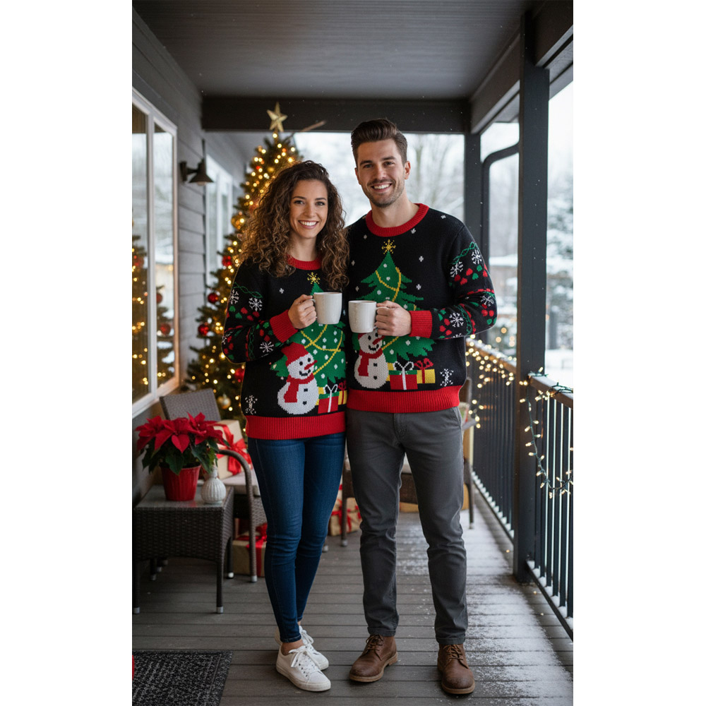 Noel Square Snowman and Tree LED Xmas Jumper 2XL Multicolour Image 3