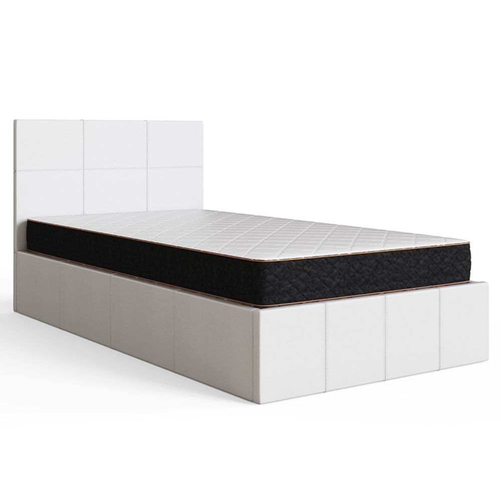 GFW Single White Faux Leather End Lift Ottoman Bed with Memory Pocket Spring Mattress Image 3