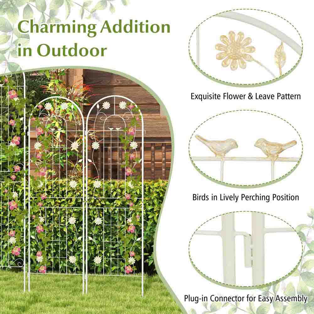 Costway White Metal 180 x 50cm 4 Pack Wire Lattice Garden Trellis Image 6